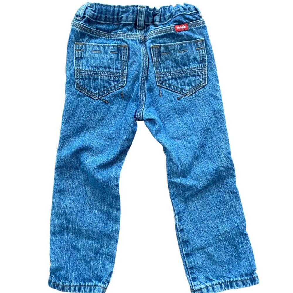 Wrangler Toddler Boy's Denim Jeans with Skateboard Patches 4T Elastic Waist - Picture 4 of 6